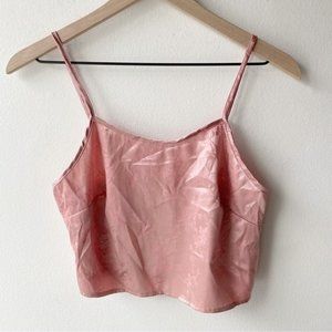 shein pink floral cropped tank top